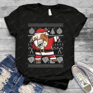 Dabbing English Bulldog Ugly Christmas Sweater Graphic - Best Unisex Trending Handmade T-shirt Gift Idea For Men T-shirt For Woman