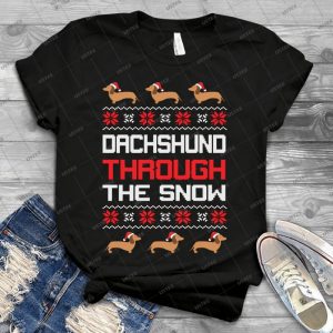 Dachshund Through The Snow 87 - Vintage Mens Shirt Tshirt For Women Classic Handmade Shirt Retro Graphic Tee