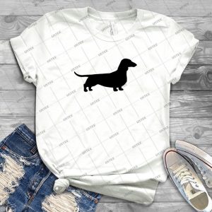 Dackel Silhouette - N - 35 - Vintage Men's Shirt Tshirt For Women Classic Handmade Shirt Retro Graphic Tee