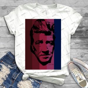 David Lynch In Stripy Background - Best Unisex Trending Handmade T-shirt Gift Idea For Men T-shirt For Woman