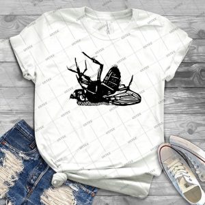 Dead Fly Linocut 55 - Vintage Men's Shirt Tshirt For Women Classic Handmade Shirt Retro Graphic Tee
