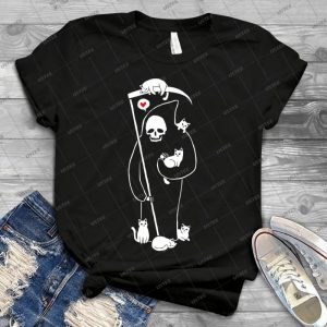Death Is A Cat Person 99 - Vintage Mens Shirt Tshirt For Women Classic Handmade Shirt Retro Graphic Tee