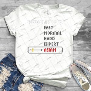 Difficulty Level- Asian 76 - Vintage Men's Shirt Tshirt For Women Classic Handmade Shirt Retro Graphic Tee