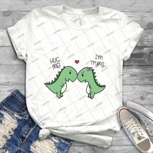Dino Love - Hug Me  - - Best Unisex Trending Handmade T-shirt Gift Idea For Men T-shirt For Woman