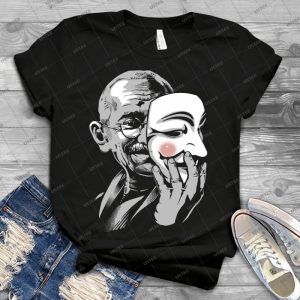 Disobey - Gandhi Putting On Guy Fawkes Mask 87 - Vintage Mens Shirt Tshirt For Women Classic Handmade Shirt Retro Graphic Tee
