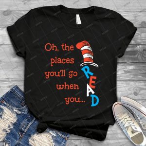 Dr-Seuss The Places You Ll Go When You Read - Vintage Mens Shirt Tshirt For Women Classic Handmade Shirt Retro Graphic Tee