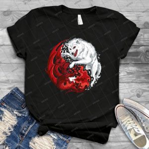 Dragon And Wolf - Vintage Mens Shirt Tshirt For Women Classic Handmade Shirt Retro Graphic Tee
