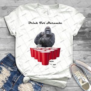 Drink For Harambe 18 - Vintage Men's Shirt Tshirt For Women Classic Handmade Shirt Retro Graphic Tee