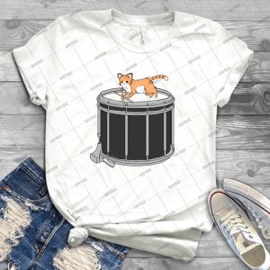 Drum Cat 64 - Vintage Men's Shirt Tshirt For Women Classic Handmade Shirt Retro Graphic Tee