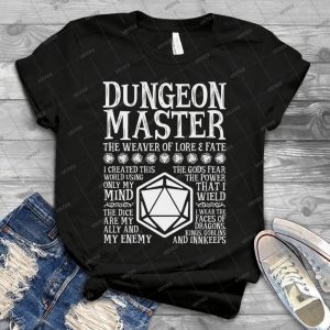 Dungeon Master, The Weaver Of Lore & Fate-Dungeons & Dragons - White Text - - Gift Idea Shirt For Men Tee For Women Classic Retro Vintage Graphic T-Shirt