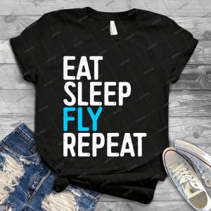 Eat Sleep Fly Repeat - Vintage Mens Shirt Tshirt For Women Classic Handmade Shirt Retro Graphic Tee