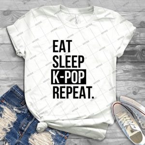 Eat Sleep Kpop --- Repeat  51 - Vintage Men's Shirt Tshirt For Women Classic Handmade Shirt Retro Graphic Tee