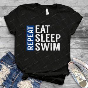 Eat Sleep Swim Repeat Funny Swimmer Quote 80 - Vintage Mens Shirt Tshirt For Women Classic Handmade Shirt Retro Graphic Tee