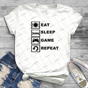 Eat, Sleep, Game, Repeat- 84 - Vintage Men's Shirt Tshirt For Women Classic Handmade Shirt Retro Graphic Tee