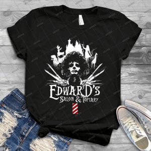 Edward S Salon And Topiary - Edward Scissorhands 1 - Vintage Men's Shirt Tshirt For Women Classic Handmade Shirt Retro Graphic Tee