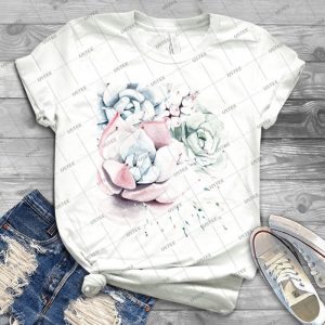 Elegant Succulents Pink And Blue And Green Desert Succulent Illustration - Gift Idea Shirt For Men Tee For Women Classic Retro Vintage Graphic T-Shirt