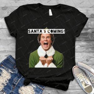 Elf-santa S Coming - Vintage Men's Shirt Tshirt For Women Classic Handmade Shirt Retro Graphic Tee