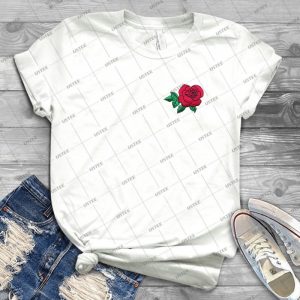 Embroidered Rose 14 - Trending Shirt For Women Vintage Retro Tee For Men Kid's T-Shirt Handmade Shirt