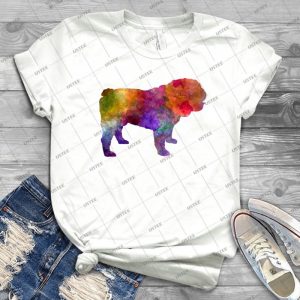 English Bulldog In Watercolor 6 - Gift Idea Shirt For Men Tee For Women Classic Retro Vintage Graphic T-Shirt