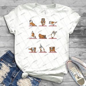 English Bulldog Yoga 23 - Vintage Men's Shirt Tshirt For Women Classic Handmade Shirt Retro Graphic Tee