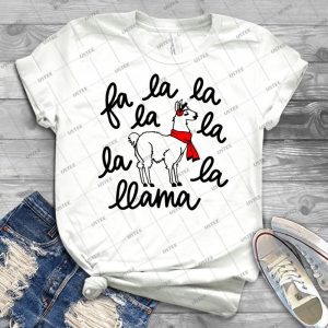 Fa La La Llama Funny Xmas T-Shirt - Vintage Men's Shirt Tshirt For Women Classic Handmade Shirt Retro Graphic Tee
