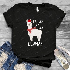 Fa Lla Lla Lla Llamas Christmas 82 - Vintage Men's Shirt Tshirt For Women Classic Handmade Shirt Retro Graphic Tee