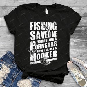 Fishing-i M Just A Hooker - Vintage Men's Shirt Tshirt For Women Classic Handmade Shirt Retro Graphic Tee