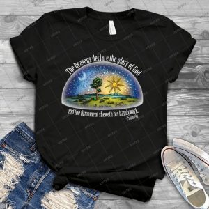 Flat Earth-psalm 19-1 - The Firmament - Black - Vintage Men's Shirt Tshirt For Women Classic Handmade Shirt Retro Graphic Tee