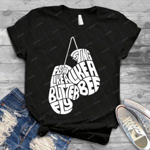 Float Like A Butterfly, Sting Like A Bee - White - 39 - Vintage Men's Shirt Tshirt For Women Classic Handmade Shirt Retro Graphic Tee