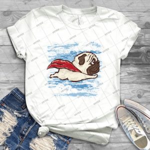Flying Pug 15 - Vintage Men's Shirt Tshirt For Women Classic Handmade Shirt Retro Graphic Tee