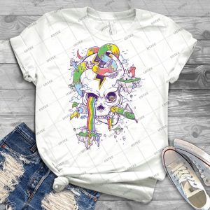 Flying Rainbow Skull Island 16 - Vintage Men's Shirt Tshirt For Women Classic Handmade Shirt Retro Graphic Tee
