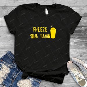 Freeze Your Brain Yellow - Vintage Men's Shirt Tshirt For Women Classic Handmade Shirt Retro Graphic Tee