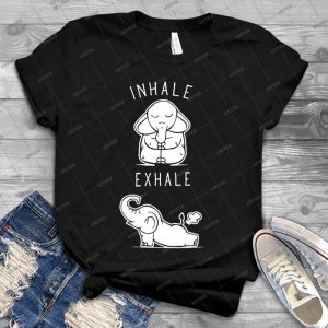 Funny Elephant Inhale Exhale Yoga - Vintage Men's Shirt Tshirt For Women Classic Handmade Shirt Retro Graphic Tee