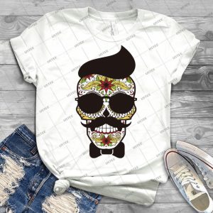 Funny Sugar Skull - Vintage Men's Shirt Tshirt For Women Classic Handmade Shirt Retro Graphic Tee