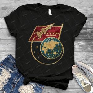 Fusă©e Spatiale Du Drapeau Cccp 95 - Vintage Men's Shirt Tshirt For Women Classic Handmade Shirt Retro Graphic Tee