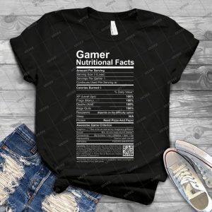 Gamer Nutritional Facts 2 - Vintage Men's Shirt Tshirt For Women Classic Handmade Shirt Retro Graphic Tee