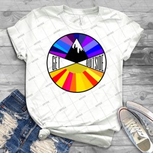 Get Outside - Mountain & Sun - Vintage Men's Shirt Tshirt For Women Classic Handmade Shirt Retro Graphic Tee