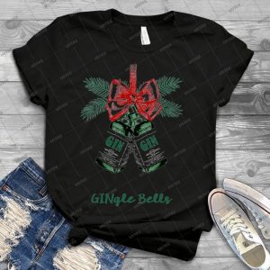 Gingle Bells-klingelglocke-gin - Vintage Men's Shirt Tshirt For Women Classic Handmade Shirt Retro Graphic Tee
