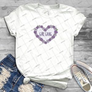 Girl Gang Floral Heart - Vintage Men's Shirt Tshirt For Women Classic Handmade Shirt Retro Graphic Tee