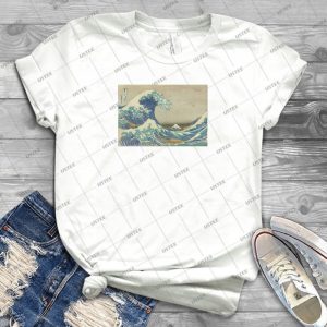 Great Wave T-Shirt - Hokusai Duvet Surfing Kanagawa Mount Fuji Sticker 58 - Vintage Men's Shirt Tshirt For Women Classic Handmade Shirt Retro Graphic Tee