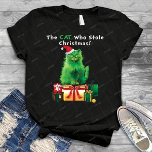 Green Grinch Cat Who Stole Christmas Funny - Best Unisex Trending Handmade T-shirt Gift Idea For Men T-shirt For Woman