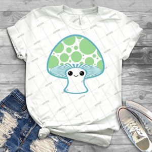 Green Polka Dotted Mushroom 35 - Vintage Men's Shirt Tshirt For Women Classic Handmade Shirt Retro Graphic Tee