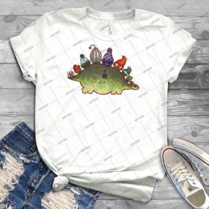 Green Stegosaurus Derposaur With Hats - Vintage Men's Shirt Tshirt For Women Classic Handmade Shirt Retro Graphic Tee