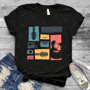 Guitar Collage 73 - Vintage Men's Shirt Tshirt For Women Classic Handmade Shirt Retro Graphic Tee