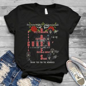 Guns N Roses Mckagan Slash Steven Adler 35 Years For 1985 2020 Thank You For The Memories - Signatures Of Guns N Roses Rock T-shirts For Men Handmade Shirt_30