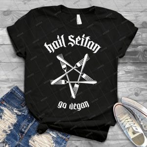 Hail Seitan-Go Vegan 1-1 - White - - Best Unisex Trending Handmade T-shirt Gift Idea For Men T-shirt For Woman
