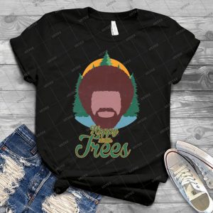 Happy Little Trees 97 - Vintage Men's Shirt Tshirt For Women Classic Handmade Shirt Retro Graphic Tee
