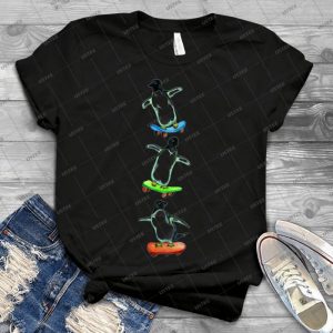 Happy Wheels-penguins On Skate Boards - Vintage Men's Shirt Tshirt For Women Classic Handmade Shirt Retro Graphic Tee