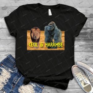 Harambe And Cecil Together - Best Unisex Trending Handmade T-shirt Gift Idea For Men T-shirt For Woman