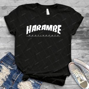Harambe White Logo 37 - Vintage Men's Shirt Tshirt For Women Classic Handmade Shirt Retro Graphic Tee